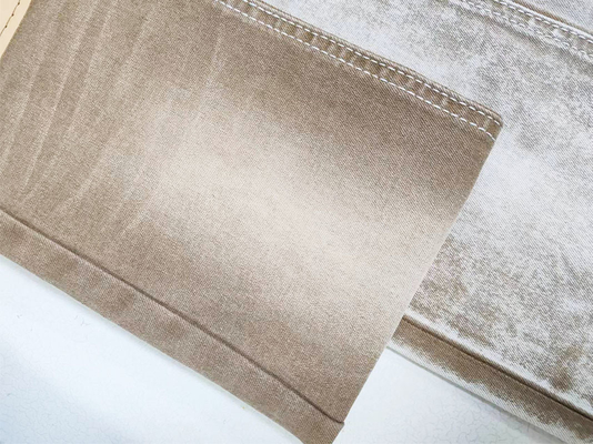 Kleurrijke lichte stretch denim stof in khaki