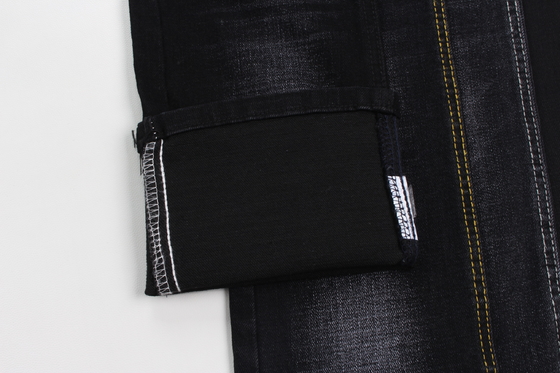 12 oz zwart en zwart achterkant kruisdoorsnede slub denim jeans stof