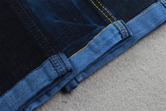 11oz blauwe achterzijde denim stof met kruisgat slub voor man jeans, merk kwaliteit blauwe zwarte kleur