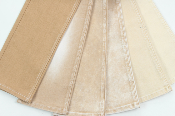 Khaki-kleurige high stretch denim stof voor damesjeans