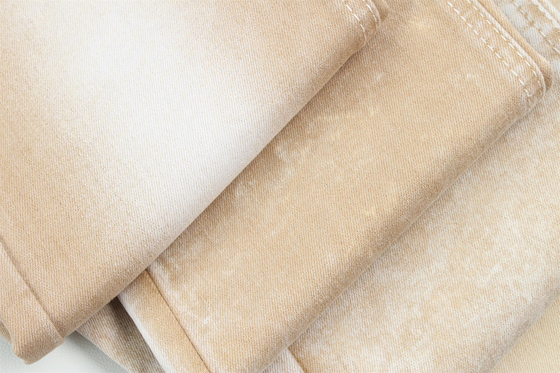 Khaki-kleurige high stretch denim stof voor damesjeans
