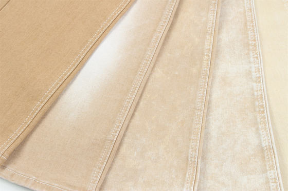 Khaki-kleurige high stretch denim stof voor damesjeans