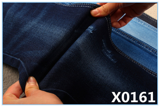 Indigo Blauw High Stretch Slub Denim Stof Voor Jeans