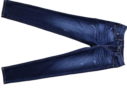 Indigo Blauw High Stretch Slub Denim Stof Voor Jeans