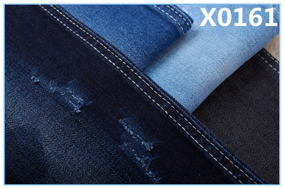 Indigo Blauw High Stretch Slub Denim Stof Voor Jeans