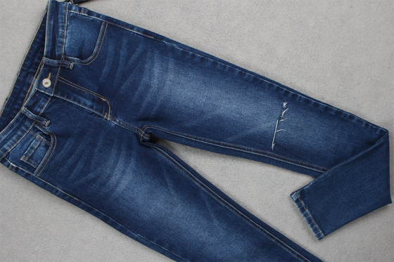 Indigo Blauw High Stretch Slub Denim Stof Voor Jeans