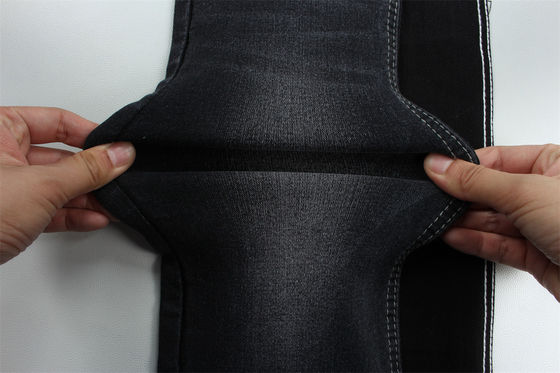 Volledige Lycra Satijn Weefsel Zwart Zwart Hoge Stretch Denim Stof