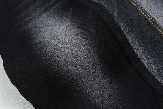 Volledige Lycra Satijn Weefsel Zwart Zwart Hoge Stretch Denim Stof