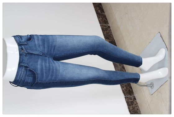 Donkerblauwe, volledige Lycra Slub Denim Stof voor Kinder- en Damesjeans