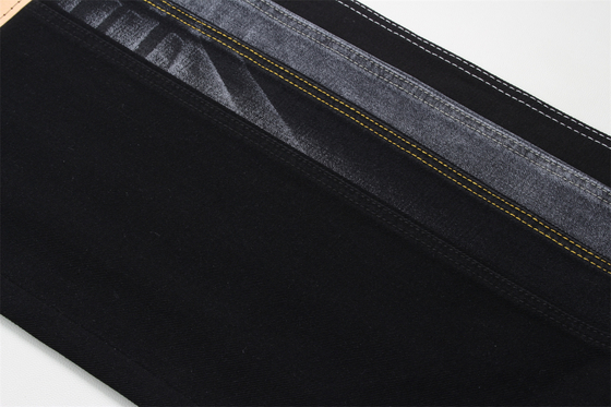 10.5oz Zwarte Denim Stof Stijf 100% Katoen Zwart En Zwart Achterkant Voor Stijl Jeans Jongen Vriend Stijl Zachte Handgevoel Vrouwen