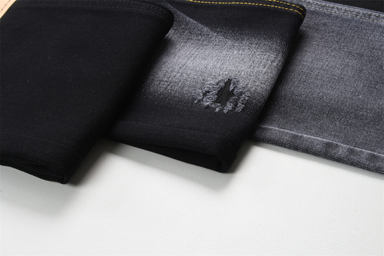 10.5oz Zwarte Denim Stof Stijf 100% Katoen Zwart En Zwart Achterkant Voor Stijl Jeans Jongen Vriend Stijl Zachte Handgevoel Vrouwen