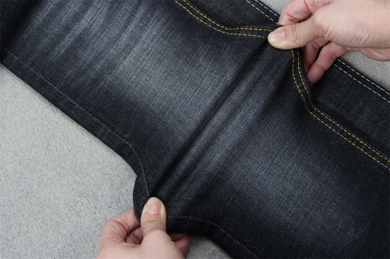 Eens Sanforizing Crosshatch-de Lont Volledige Rek 160cm van de Denimstof Zwarte 10,3