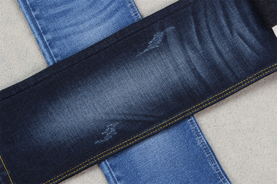 Indigo Blue Crosshatch Denim Stof Slub Vol Stretch 10.3 Eenmalige Jeans Materialen
