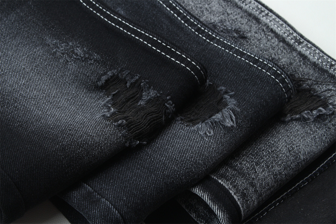 11.5oz Denim Stof Stijf 56%C 44%P Zwart En Zwart Achterkant Voor Brand Style Jeans Boyfriend Style Zachte Handfeel