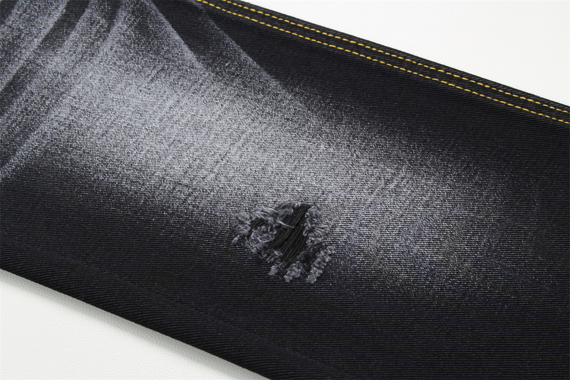 10.5oz Zwarte Denim Stof Stijf 100% Katoen Zwart En Zwart Achterkant Voor Stijl Jeans Jongen Vriend Stijl Zachte Handgevoel Vrouwen