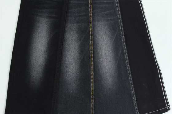 Volledige Lycra Satijn Weefsel Zwart Zwart Hoge Stretch Denim Stof
