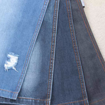 Goede prijs Indigo 100% katoen French Terry gebreide denim stof voor jeans online